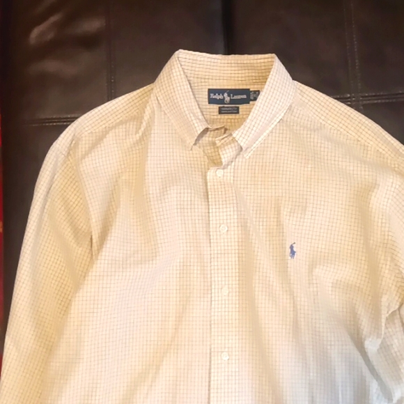 Ralph Lauren Shirt Men's‎ Large Sz 17 -34/35 Gingam Check  Button Down Cotton - Picture 2 of 7